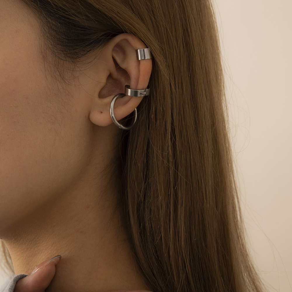

titanium steel earrings and for women's fashion design, Silver
