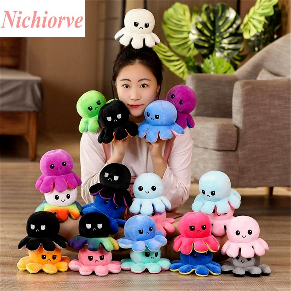 

US STOCK Cute Flip Plush Octopus Decompression Toys Children Christmas Gifts Reversible Stock Warm Flip Doll Toys Party Favor Stuffed Toys xx299