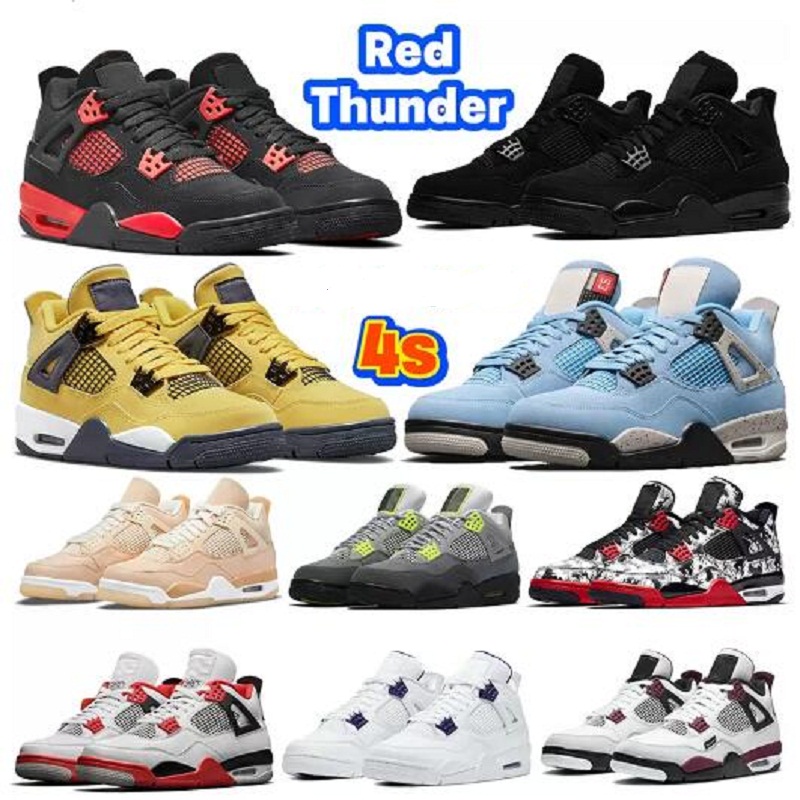 

4s 4 Designer Basketball Shoes University Blue Black Cat White Oreo Men sneakers Tour Yellow Bred Fire Red Shimmer Pure Money Metallic Purple Green Red Women Trainers, # 4