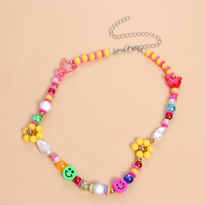 

Chokers Acrylic Butterfly Necklaces For Women Pearl Smile Necklace Fashion Color Resin Flower Holiday Gift Chains