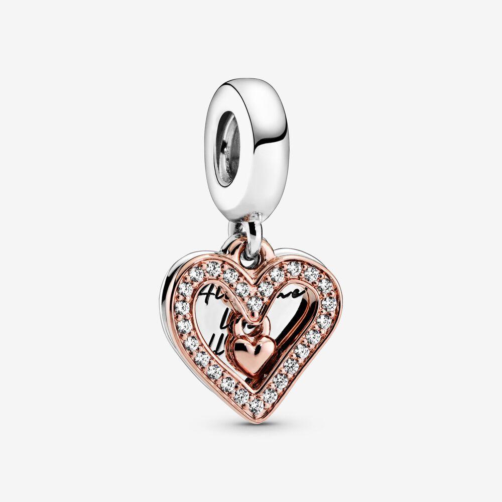 

100% 925 Sterling Silver Sparkling Freehand Heart Dangle Charms Fit Pandora Original European Charm Bracelet Fashion Women Wedding Engagement Jewelry Accessories