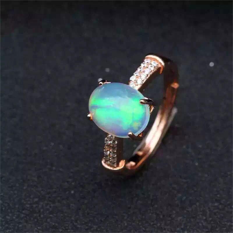 Cluster Rings Natural Fire Opal Ring Genuine Solid 925 Sterling Silver Women Gemstone Fine Jewelry Wholesale-image-710771552