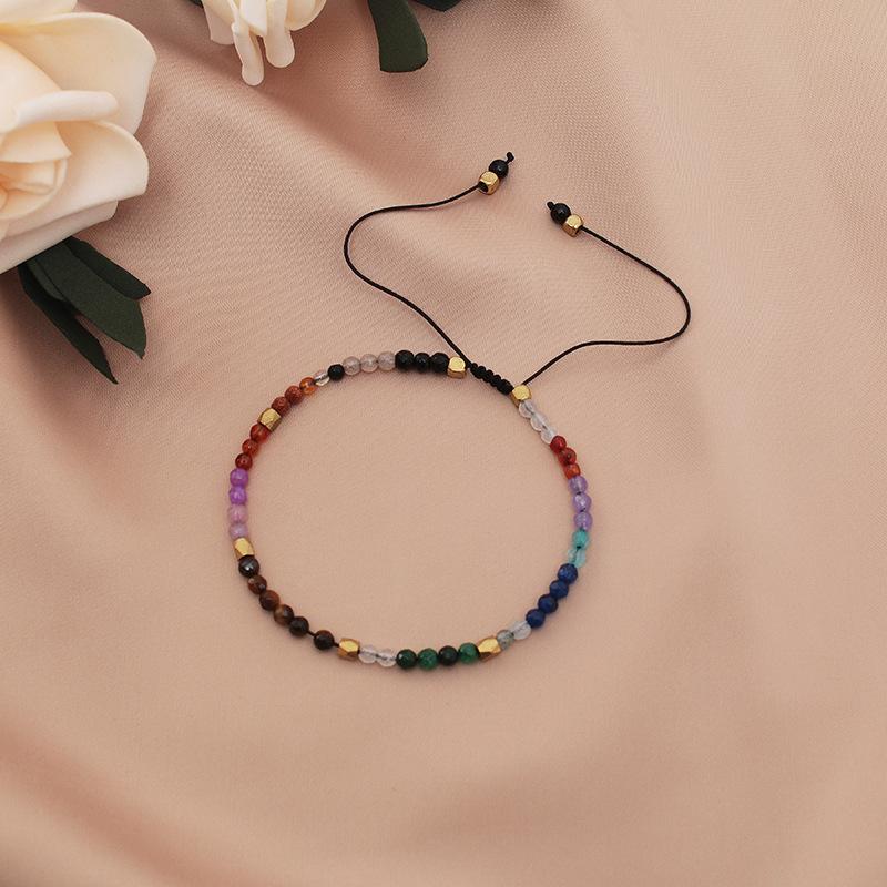 

Beaded, Strands DIY Bohemian Exquisite Natural Stone Bracelet For Women All-match Color Stitching Pull-out Beaded Handmade Adjustable