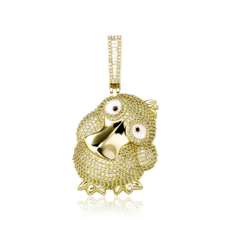 Pendant Necklaces Hip Hop Long Mouth Crooked Head Bird Micro Pave Cubic Zirconia Pentant Necklace Fashion High Quality Jewelry For Gift-image-704086641