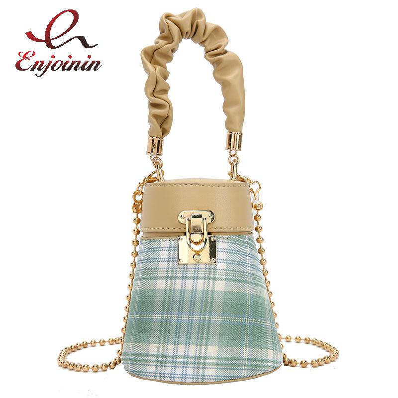 

Evening Bags Fashion Sewing Mini Pail Purse Casual Woman Designer Chain Shoulder Strap Attached, Green