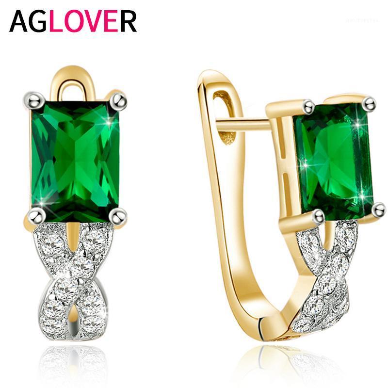 

Sterling Silver Earrings K Gold 8 Shape Green Zircon For Women Wedding Birthday Jewelry Gifts Stud, Golden;silver