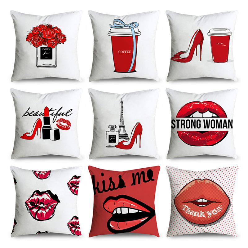 

Cushion/Decorative Pillow Fashion Kiss Pattern Printed Case Polyester Fiber Soft Car Sofa Decorative Cushion Cover