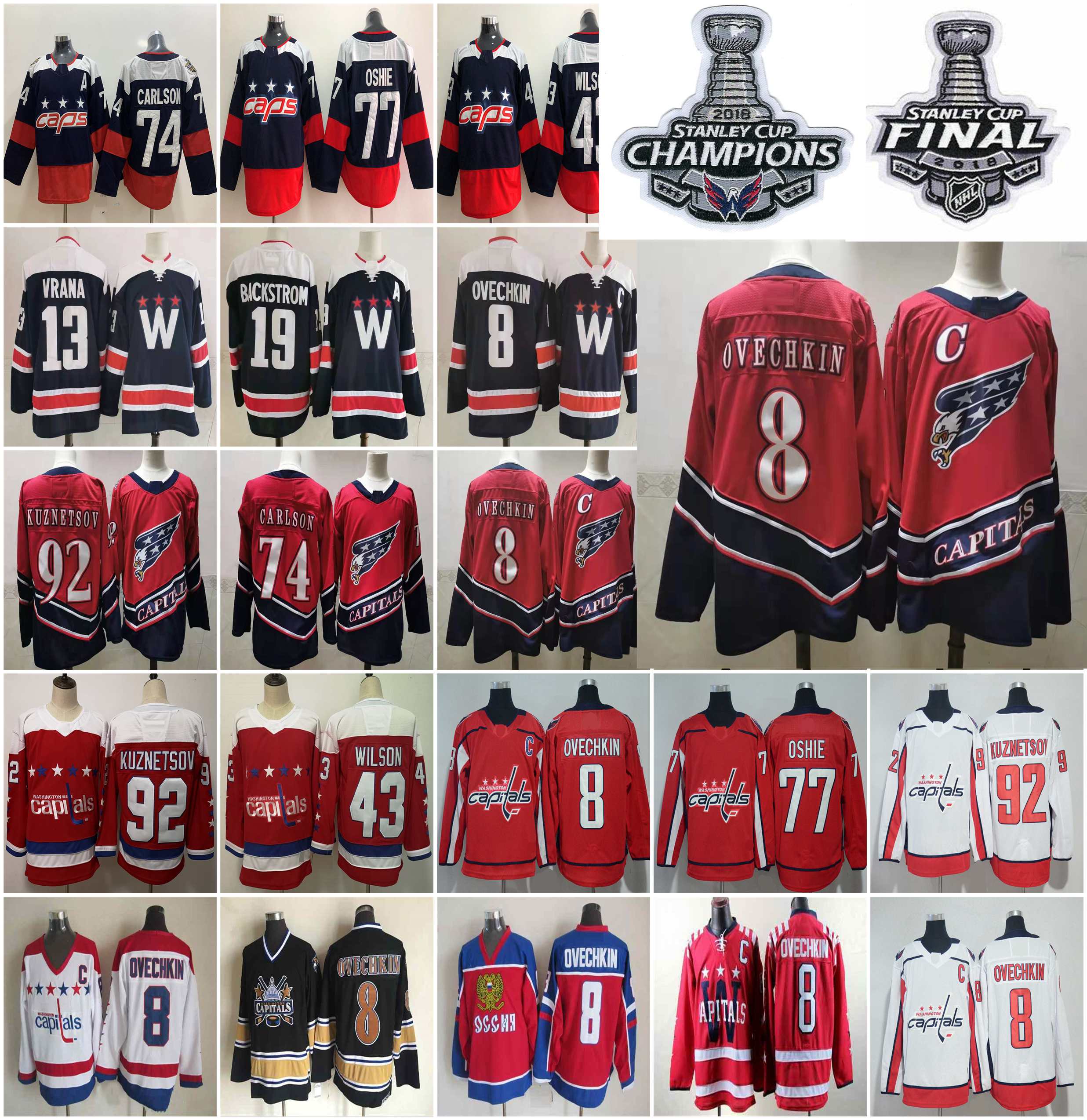 

Stanley Cup Champions 2021 Reverse Retro Washington Capitals Hockey Jerseys Mens Alex Ovechkin Jersey TJ Oshie Kuznetsov Backstrom Wilson Carlson Vrana Stitched, Blue