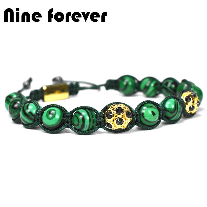 

Charm Bracelets Nine Forever Natural Stone Beads Bracelet Men Jewelry Handmade Ball Charms For Women Pulseira Masculina Bileklik Diy, Golden;silver