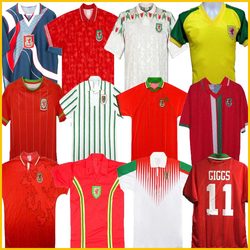 

1976 1983 1982 1990 1993 Gales Wales retro soccer jersey 1992 1994 1995 1996 1998 Giggs Hughes HOME AWAY Saunders Rush Boden Speed vintage classic football shirt 2000, 94/95