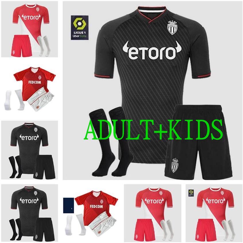 

adult kids kit 2021 2022 AS MONACO Soccer Jerseys Volland JOVETIC maillots de foot Collector B.BADIASHILE BEN YEDDER GELSON FABREAGS GOLOVIN, Black;yellow