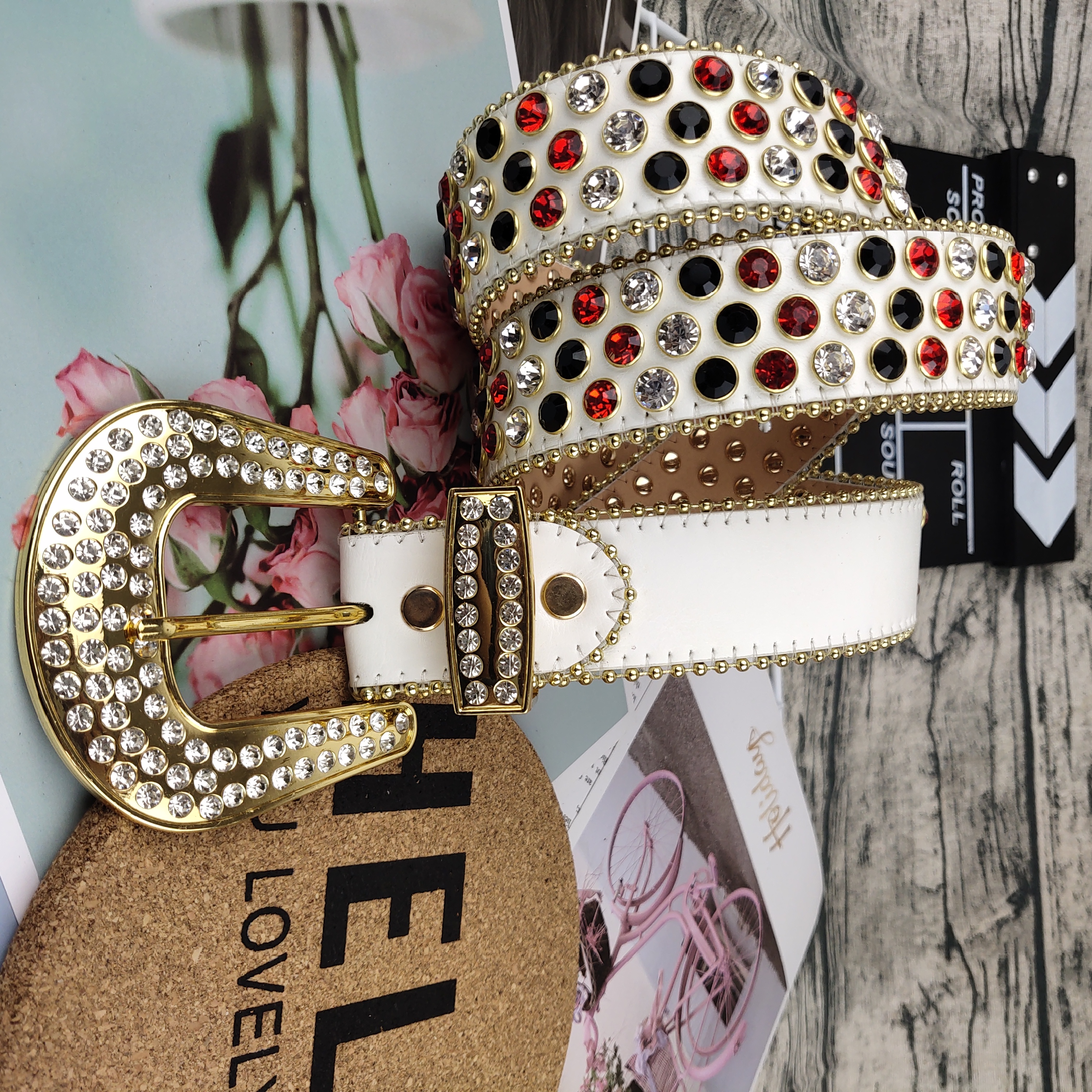 Ceinture en strass Bb Simon, 4.0cm, avec strass scintillants, pour hommes et femmes, ceintures de styliste comme cadeau d'anniversaire de noël
