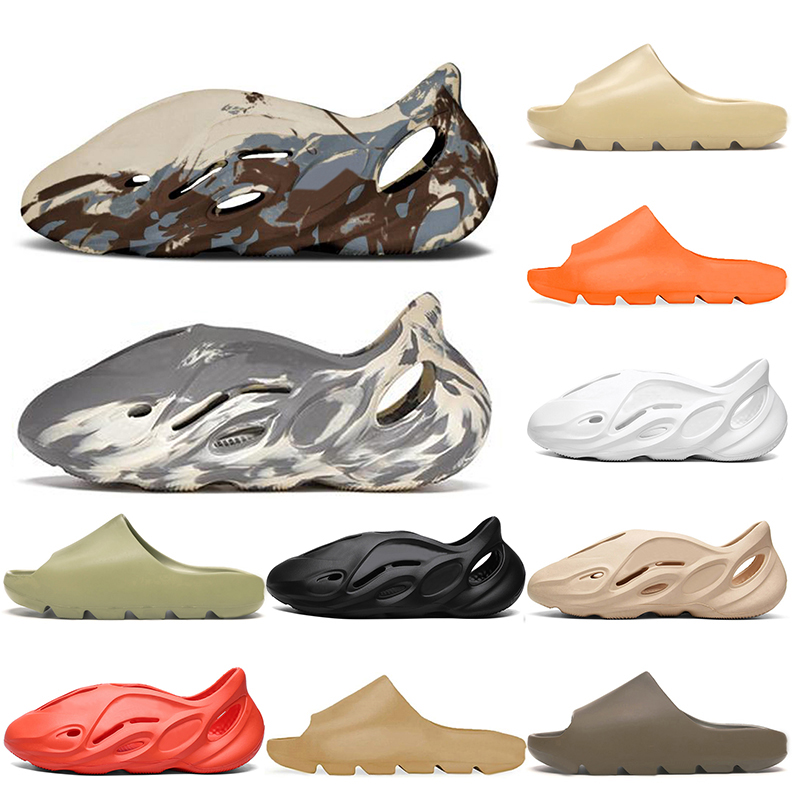 

2021 slides shoes designer foam runner women men kids slipper Cream Clay Moon Gray Mineral Blue Enflame Orange Earth Brown Sand loafer sandals trainers EUR 36-47, #b16 mineral blue 36-47