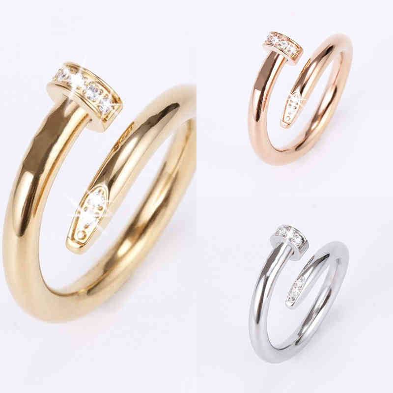 

Womens Love Rings Jewelry Titanium Steel Single Nail Ring European and American Fashion Street Hip Hop Casual Couple Classic Gold Silver
