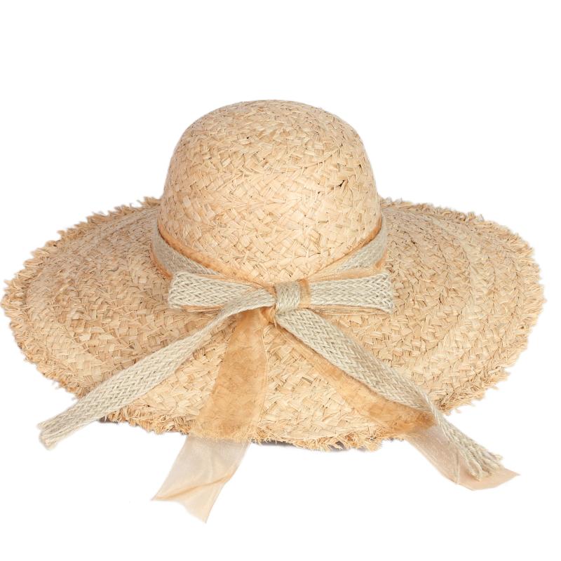 

Wide Brim Hats Wholesale Beach Seaside Holiday Summer Women Sunshade Caps Natural Raffia Straw Hat For, Primary