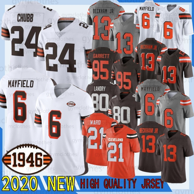 

24 Nick Chubb 13 Odell Beckham Jr 6 Baker Mayfield 80 Jarvis Landry 95 Myles Garrett 2021 football Jerseys 21 Denzel Ward 73 Joe Thomas, Bulang