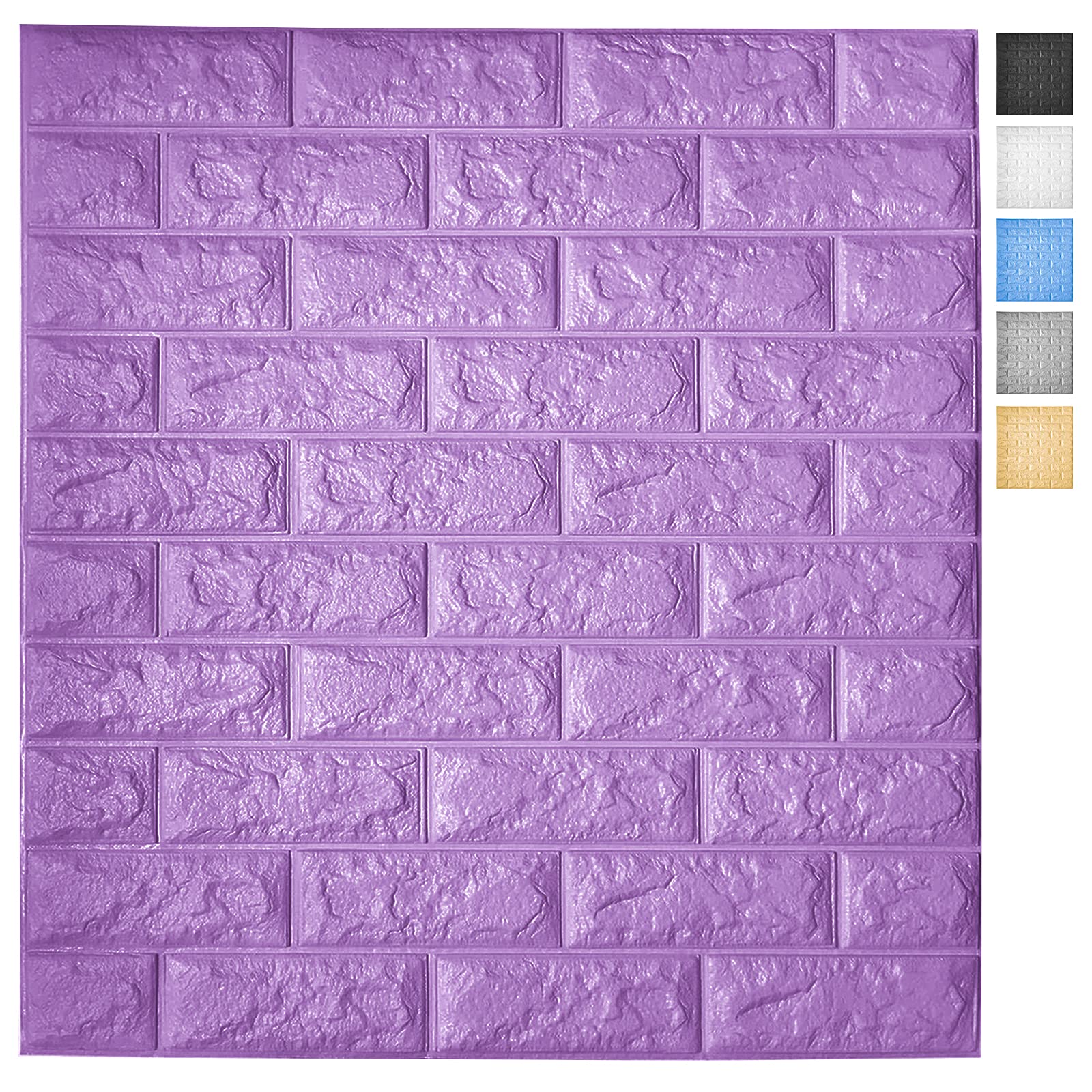 Art3d 5-Pack Peel and Stick 3D Wallpaper Panels for Interior Wall Decor Self-Adhesive Foam Brick Wallpapers in Purple, Covers 29 Sq.Ft-image-722979312