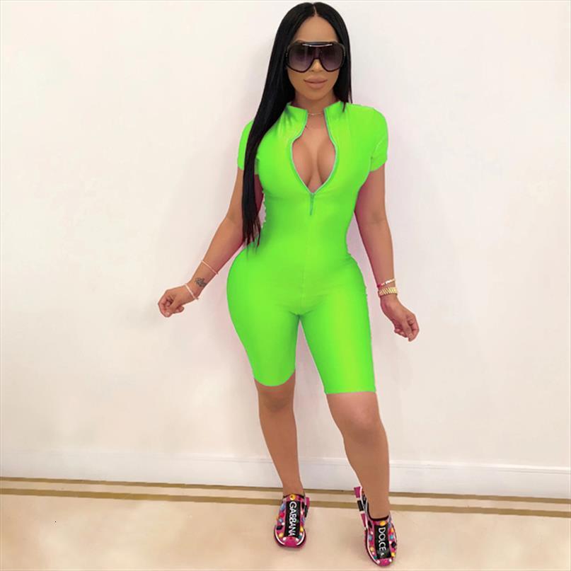 

fashion summer solid skinny playsuit womens jumpsuits fitness sports short casual zipper stretch tight combishort bodycon overall, Black;white