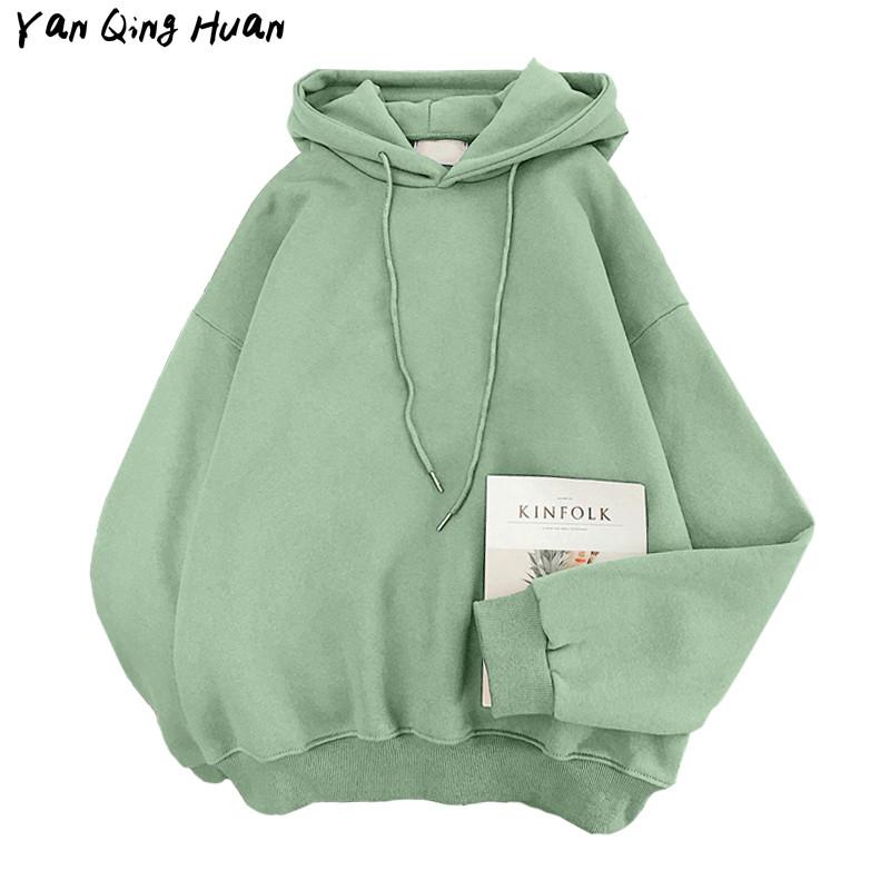 

Women's Hoodies & Sweatshirts Yan Qing Huan Winter Clothing Plus Velvet Solid Color Sweatshirt Korean Loose Long-sleeved Tops Coat Hoodie Sp, Ws01