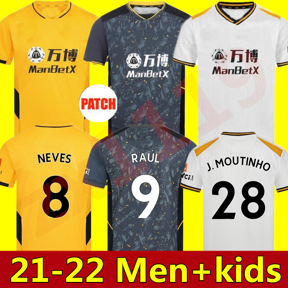 

21 22 Wolves soccer jerseys 2021 2022 home away 3rd NEVES RAUL ADAMA FÃBIO SILVA PODENCE OTTO CUTRONE football shirt GIBBS WHITE adult men +, Black;yellow