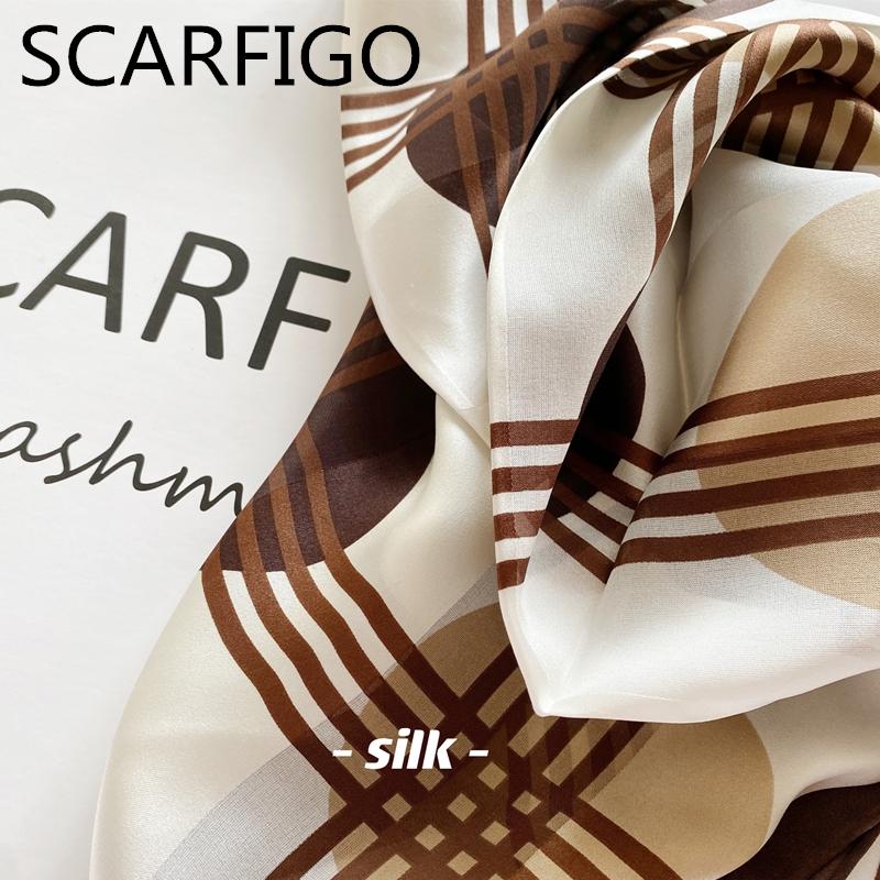 

Scarves SCARFIGO 100% Mulberry Silk Geometric Printing Women Summer Beach Shawls