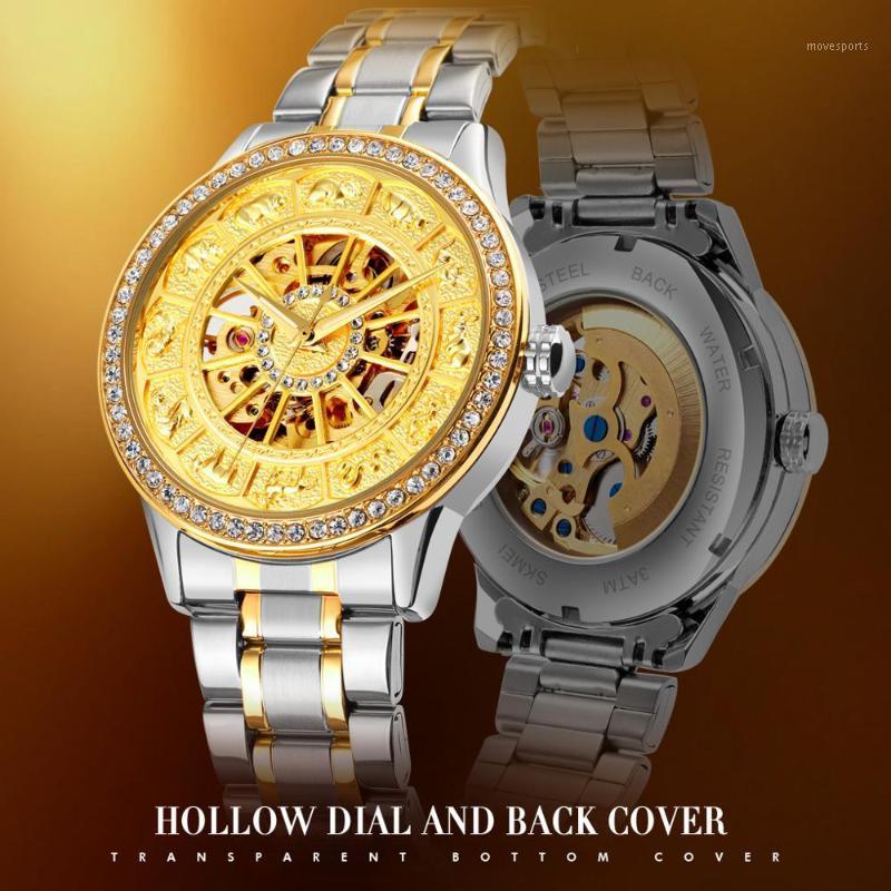 

Bosebay Brand Automatic Mechanical Watch Men WristWatch Fashion Luxury Quartz Watches Business Men's Clock Stainless Steel Wristwatches, Gold