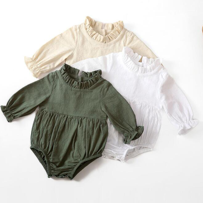 

born Baby Boy Girl Rompers Long Sleeve Pure Color Autumn Spring Clothes 210521, Hy-019 white