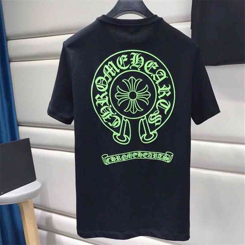 

Fashion 2021 summer fashion brand short sleeve T-shirt ch KrO Sanskrit letter print men's Freeshipping, White;black