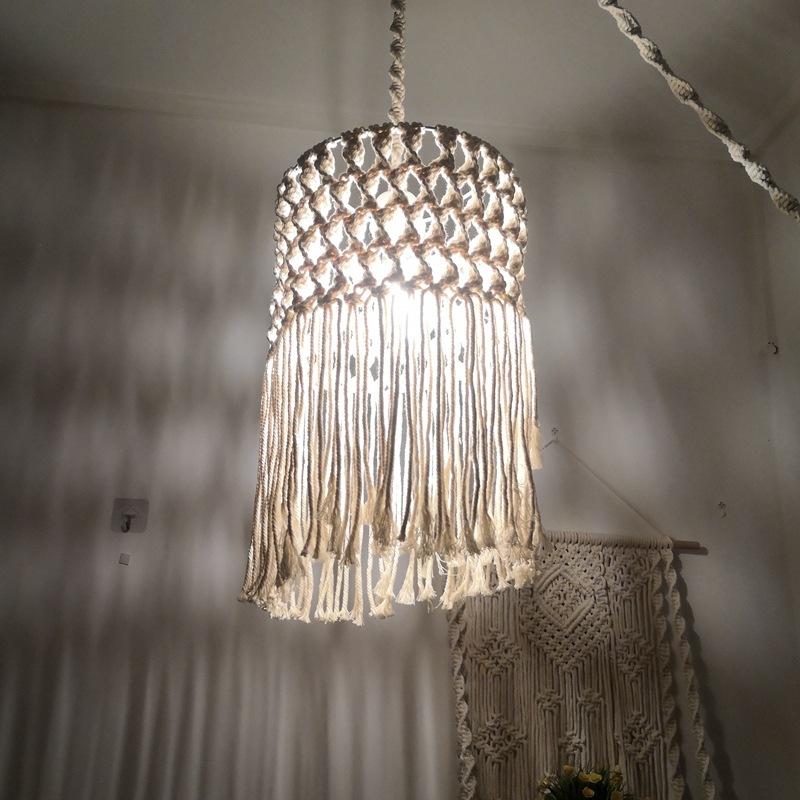 

Lamp Covers & Shades Handmade Cotton Rattan Lampshade Creative Light Modern Cover Ceiling Chandelier Pendant Art