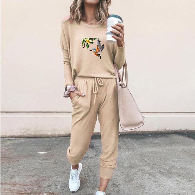 

Women's Two Piece Pants Quick Selling Spring And Autumn European American Loose Long Sleeve Leisure Suit, Dark grey