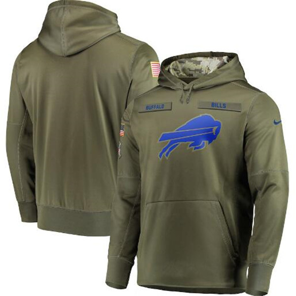 

Men's Buffalo Bills Nike Football Jerseys 2019-20 Anthracite Olive Salute to Service Sideline Pullover Performance NFL Hoodie, Black