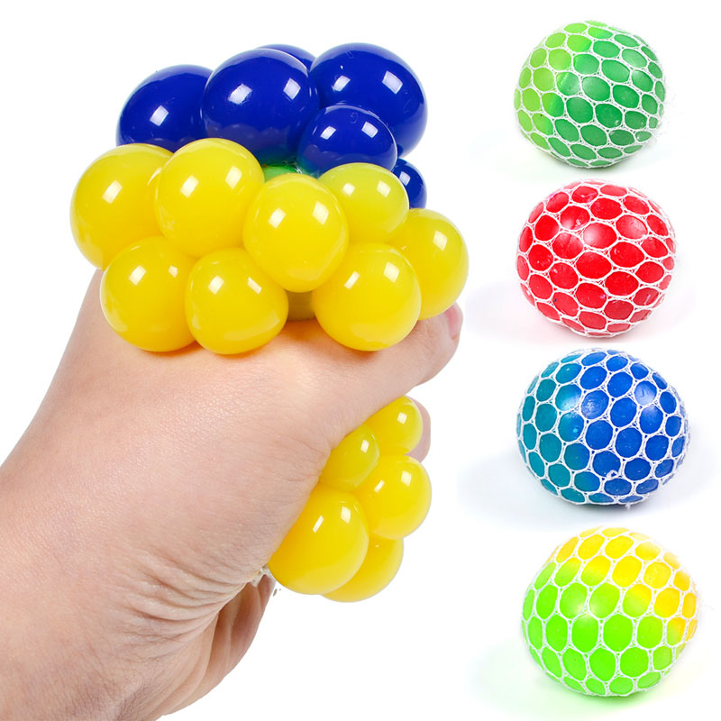 6.0CM Bicolor Squishy Ball Fidget Toy Mesh Squish Grape Ball Anti Stress Venting Balls Funny Squeeze Toys Stress Relief Decompression Toys Anxiet-image-721989083