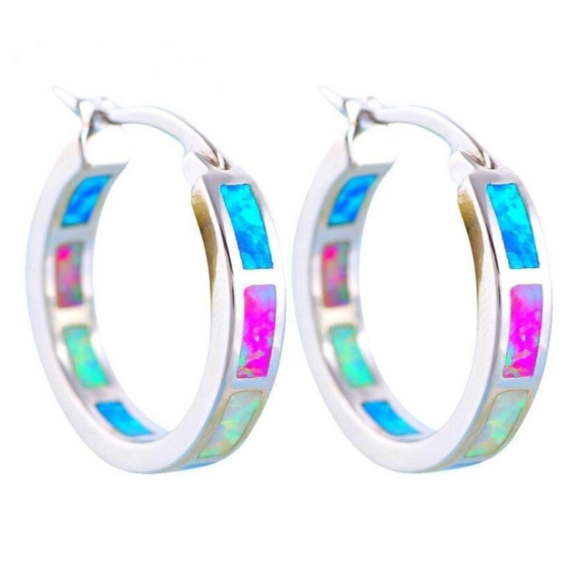 

Women Circular Colour Hoop Earrings Jewellery Lady Type C Opal Plated Silver Fashion Statement Earring 2 7hj J2, Golden;silver