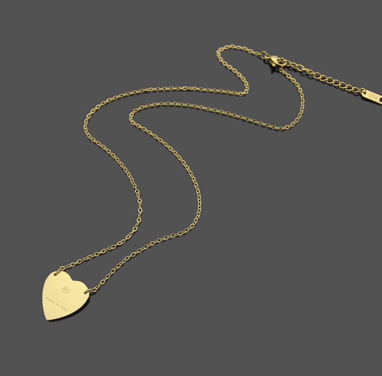 

20 design mix High Quality Extravagant Fashion big heart G pendant long chain necklace Stainless Steel Gold silver rose Plated For girls Women wholesale Jewelry