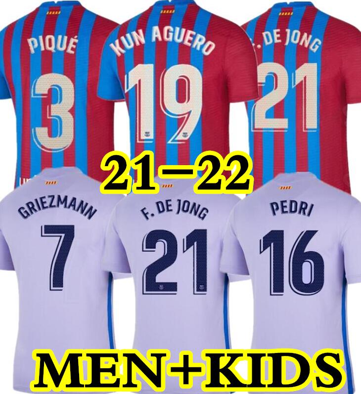 

21 22 MEMPHIS KUN AGUERO Barcelon a soccer jersey camiseta de futbol 20 21 22 BARCA FC ANSU FATI GRIEZMANN F.DE JONG DEST PEDRI football shirt men kids kit, Kids size