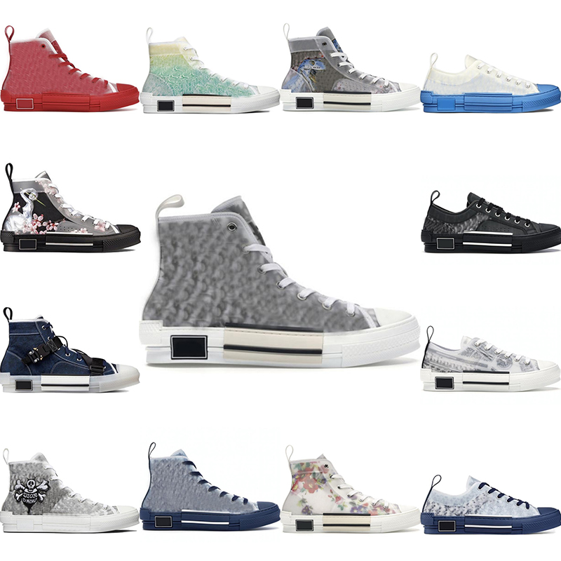 

B23 Authentic HIGH TOP SNEAKERS OBLIQUE Outdoor Shoes Men Women Technical Fabric Platform Low Transparent Letters Calfskin Mens Trainers Canvas With Original Box, 32