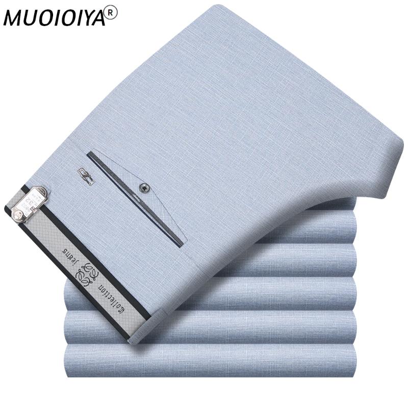 

Men's Pants Thin Summer Dress Trousers Slim Fit Straight Business Office Suit Men Stretch 2022 Mens Pant Clothing Black Blue Gray