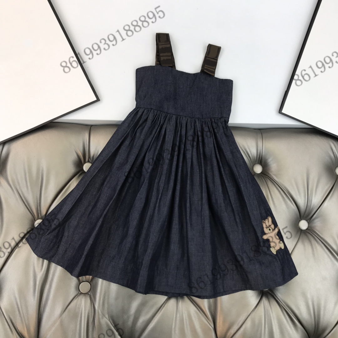 

2022ss brand designer girls sleeveless dress vest summer skirts little girls dr pleated short skirt, Black