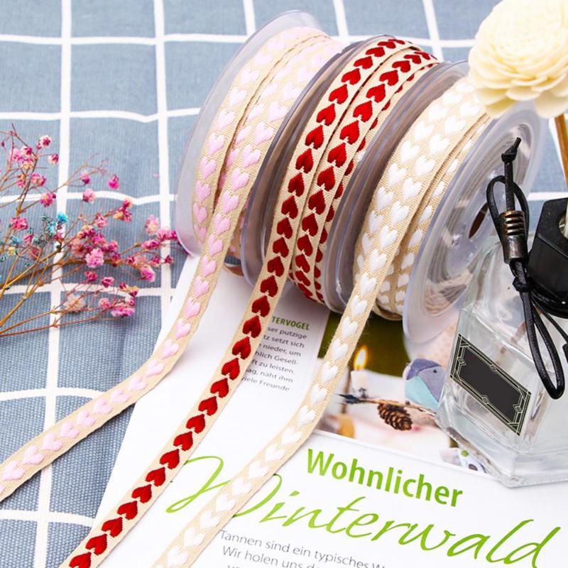 

Party Decoration 1 Roll Decorative Multi-use Ribbon Decor Polyester Romantic Heart Pattern Present For Home DIY Crafts Accessories