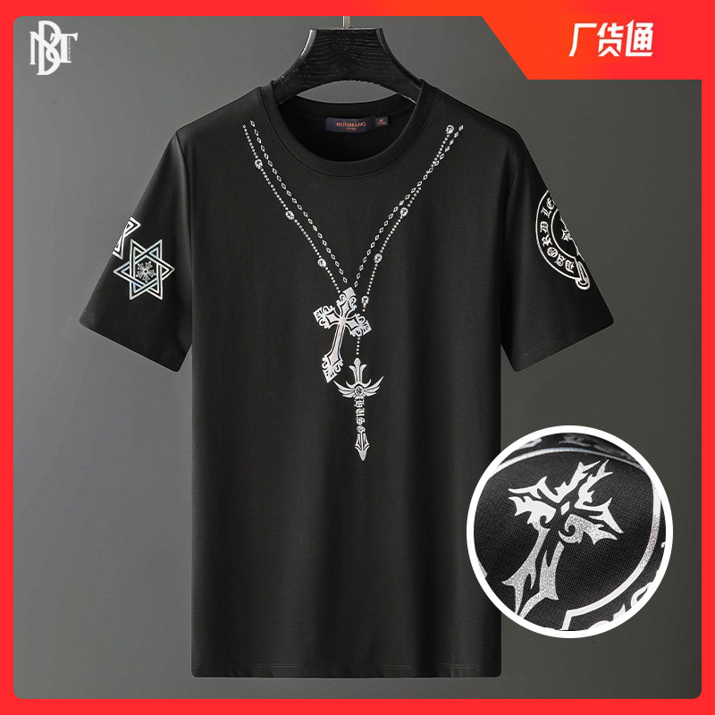 

t shirt 2021 summer drilling short sleeve men's cro cross brand laser round neck slim, White;black