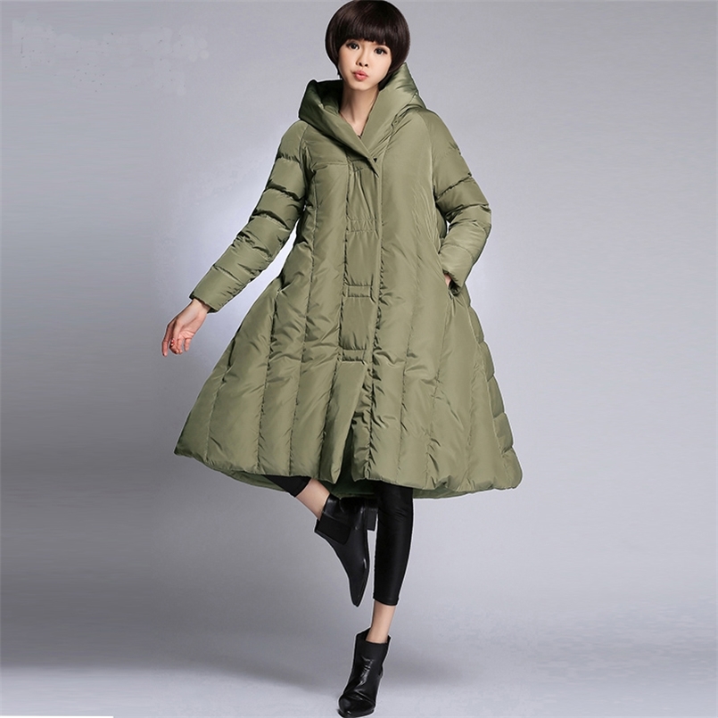 Winter women's down coat hem is big for fat people. Large size 10XL puffer jacket black red navy green army green 210819