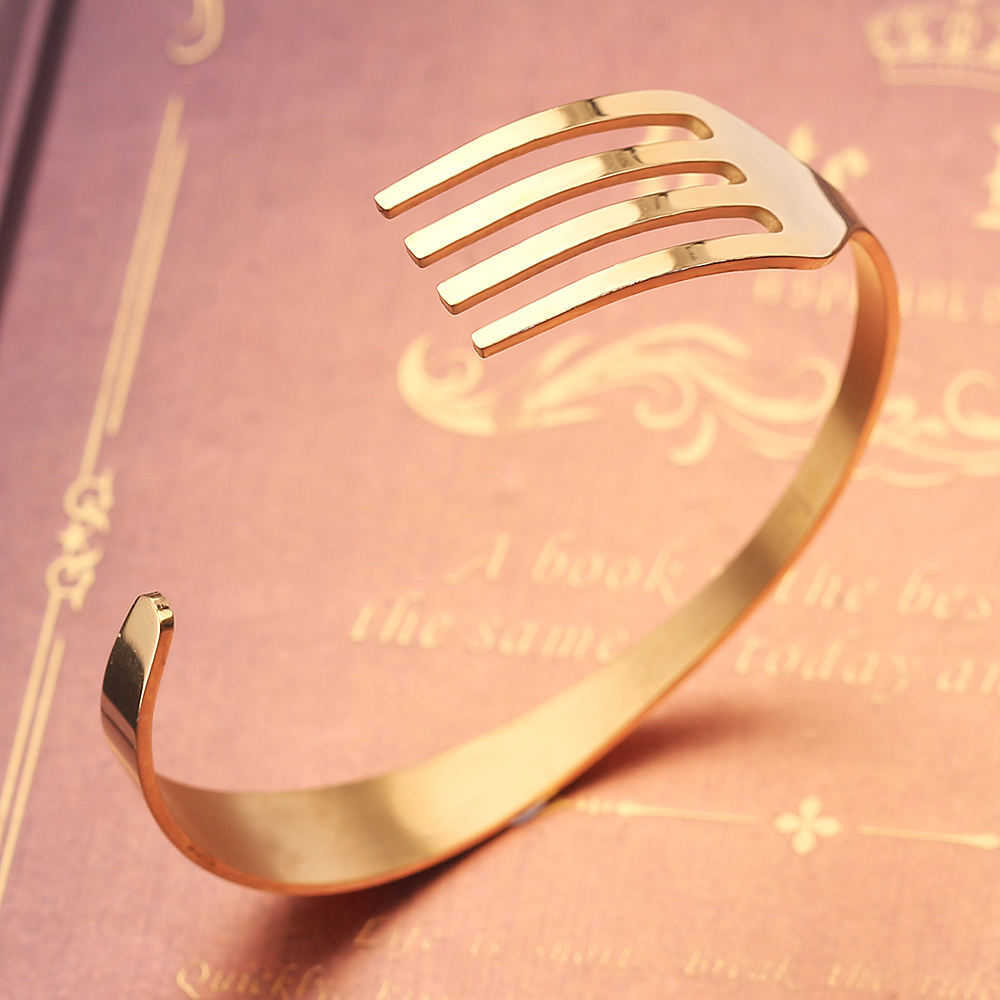

Fashion Creative Personality Knives and Forks Stainless Steel Bracelet Opening Adjustable Trendy Men Women Bangle Jewelry Gift Q0722