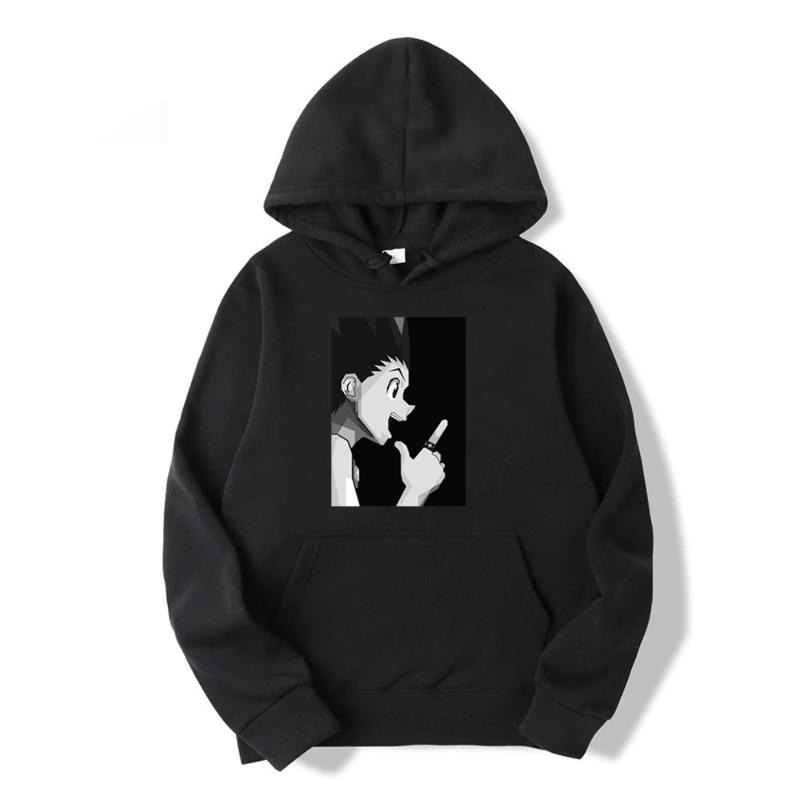 

Men' Hoodies & Sweatshirts Casual Anime X GON FREECSS Winter Male Oversized Loose Sweatshirt Harajuku Cool Clothing Hoody, Black solid