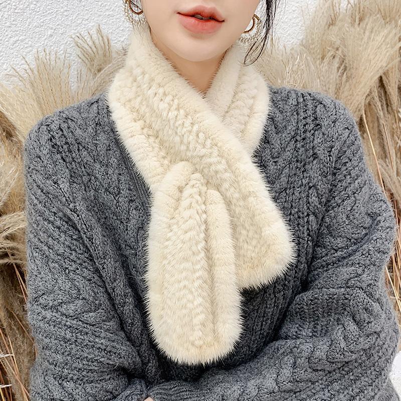 

Scarves ZDFURS* 2021 Winter Double Knit Scarf Real Collar 90 Cm Long Fashion