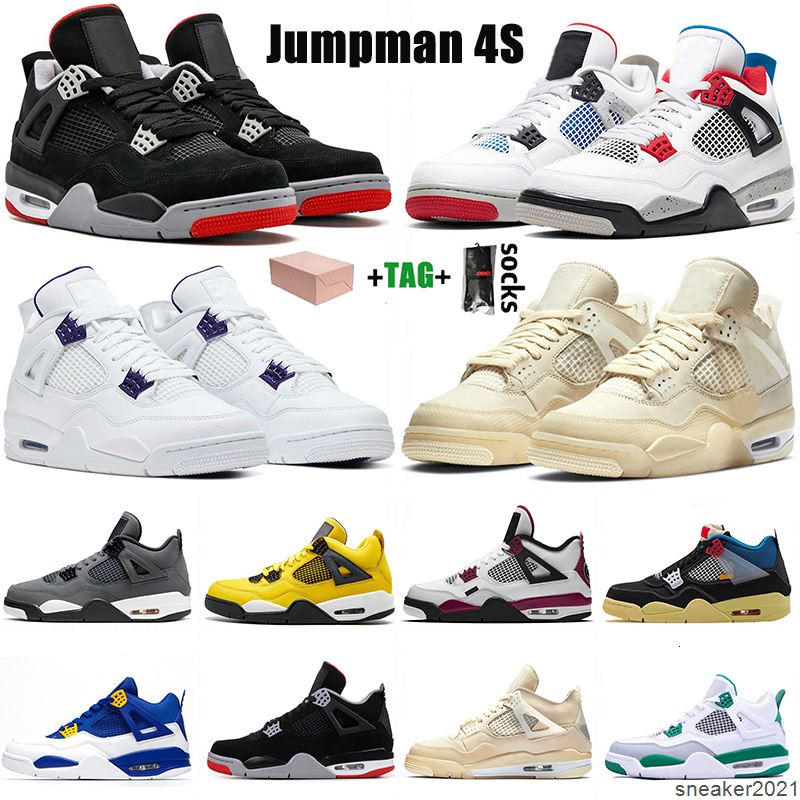 

White X Sail Jumpman 4 4s Men's Basketball Shoes Retro Black Cat Neon University Blue Women Trainers Sports Chaussures, B35 36-47 gs motorsport