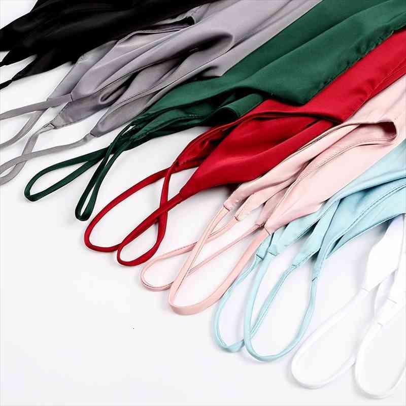 

Spaghetti Strap Top Halter Women Cami V Neck Basic White Satin Silk Tank Tops Womens Summer Camisole Plus Size