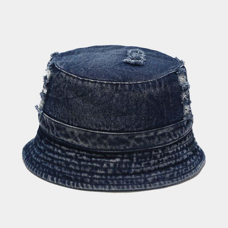 

LDSLYJR Washed denim Solid color broken Bucket Hat Fashion Joker Outdoor Travel Sun Cap For Men and Women retail wholesale 253, Blue;gray