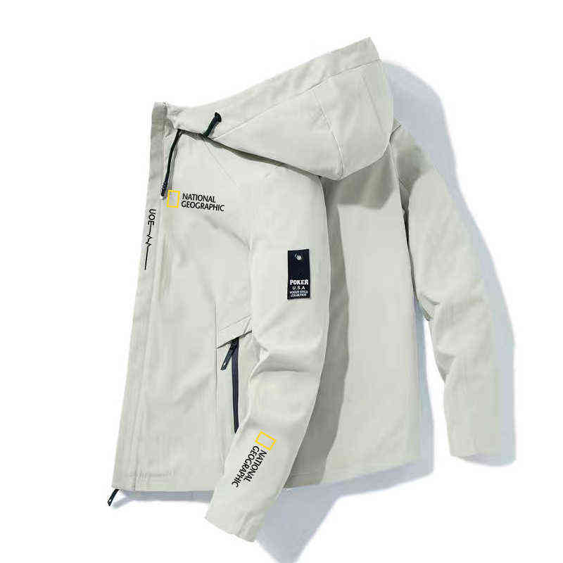 

Breathable National Geographic Men Jacket Waterproof Windproof Hoodie Windbreaker Outdoor Camping Hiking Adventure Suit H413, 15