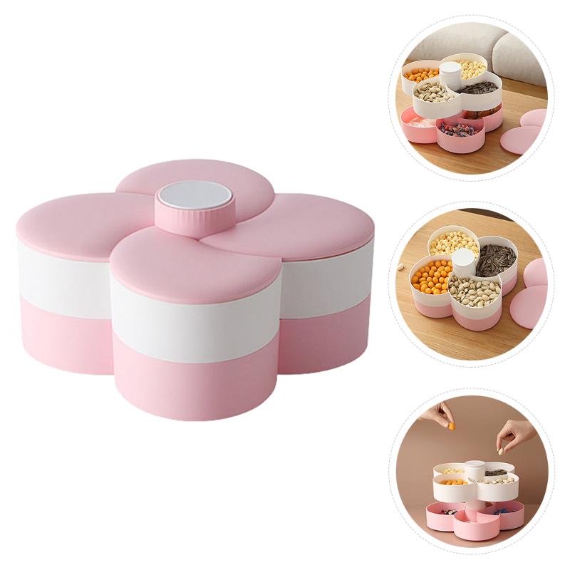

Gift Wrap Snack Serving Tray Rotating Candy Box Petal Shape Food Storage Container