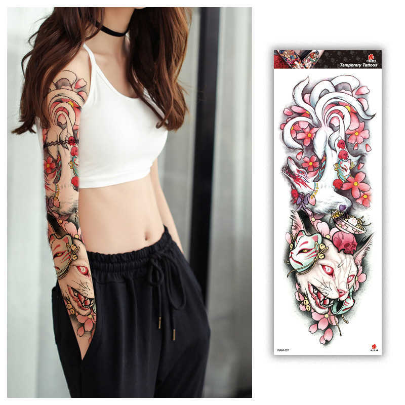 

10pcs Full Arm Temporary Tattoo Stickers Lion dragon jesus Large waterproof fake Wolf Black sleeve tattoo for Cool Men Women